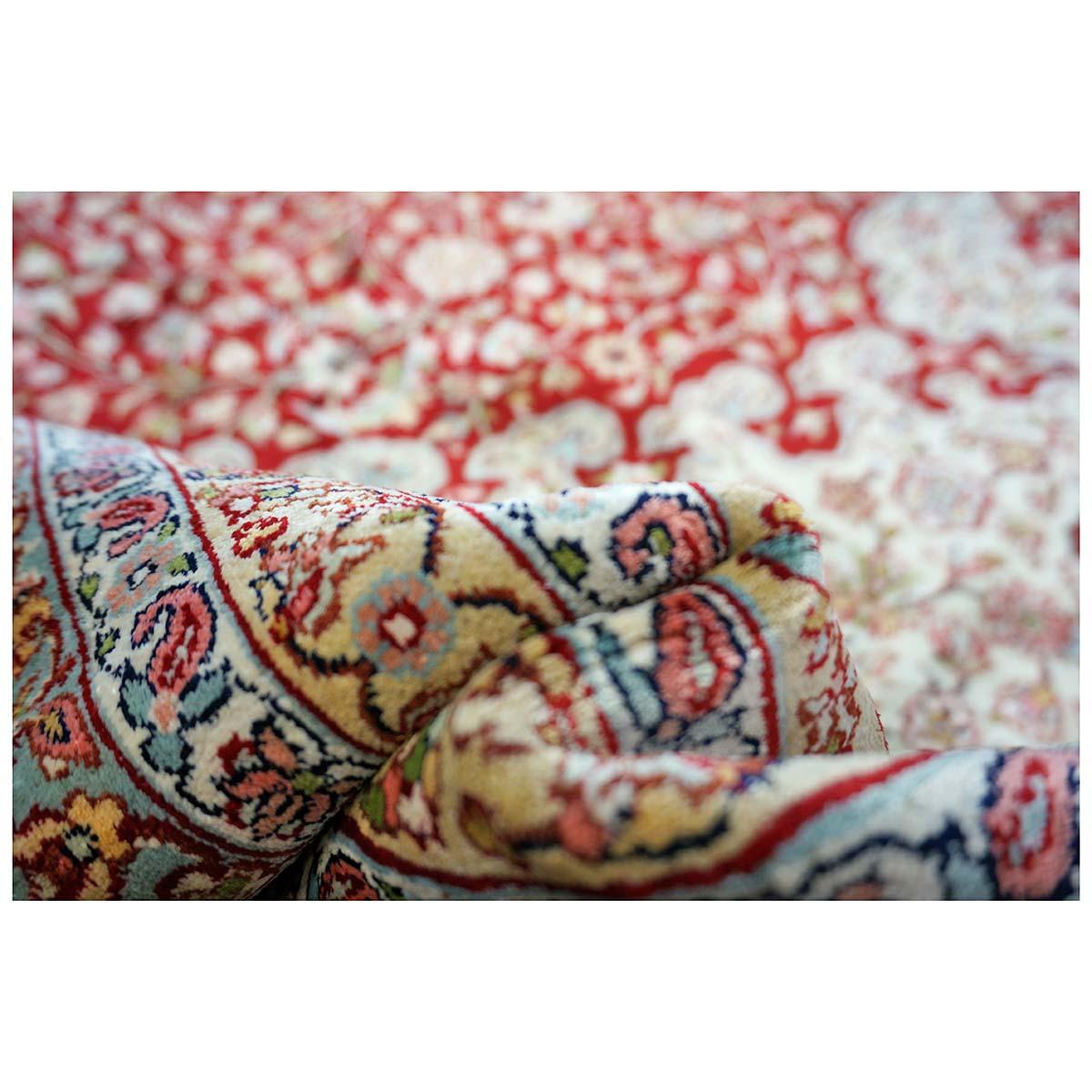 Vintage Kashmiri All Silk 9x12 Handmade Area Rug For Sale 7