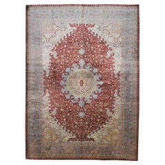 Used Kashmiri All Silk 9x12 Handmade Area Rug