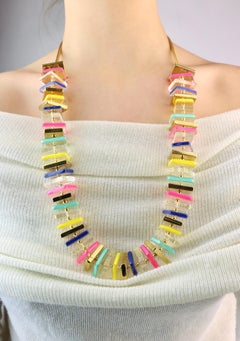 Vintage Kate Spade Gold Tone Muti-Color Resin Necklace