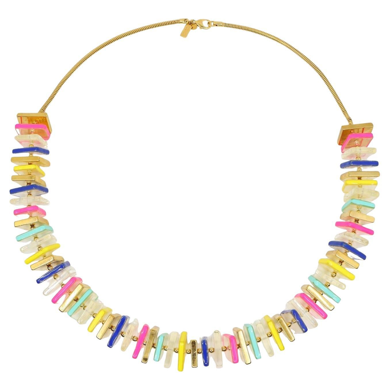 Kate Spade, collier vintage en résine de couleur or et muti