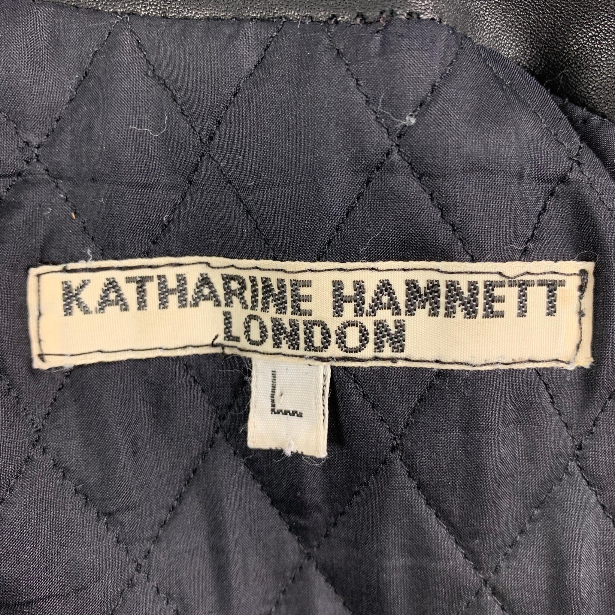 Vintage KATHARINE HAMNETT Winter 1990 Size L Black Clean Up Or Die Jacket 3