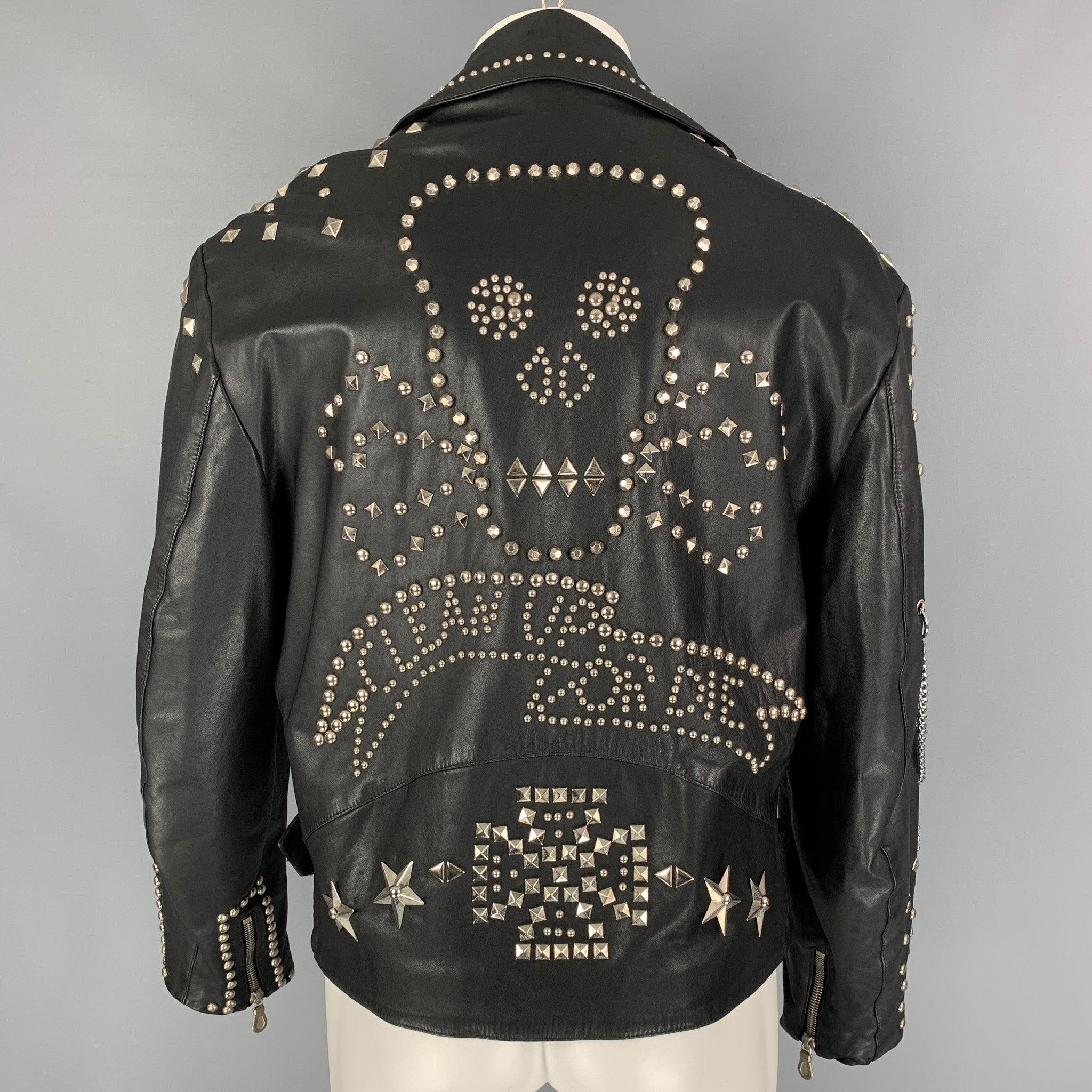Vintage KATHARINE HAMNETT Winter 1990 Size L Leather Biker Jacket For Sale 1