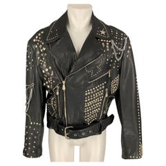 KATHARINE HAMNETT Veste motard vintage en cuir, taille L, hiver 1990