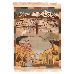 Collection'S Vintage Kavkaz Inscription Scenic Tapestry 2'7" x 3'9"