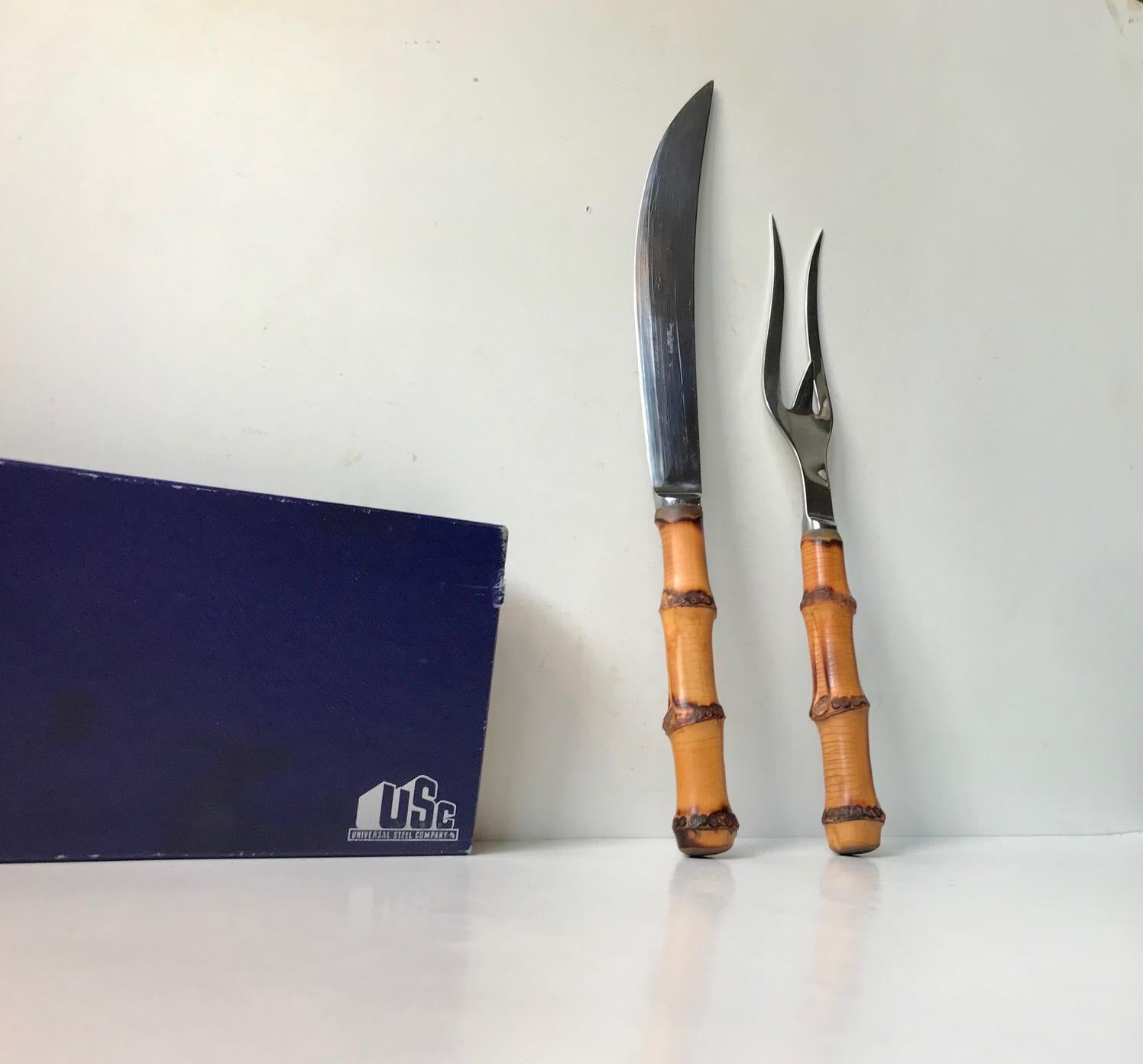 Set de service à rôti en bambou Kay Bojesen, USC, années 1950 en vente 2