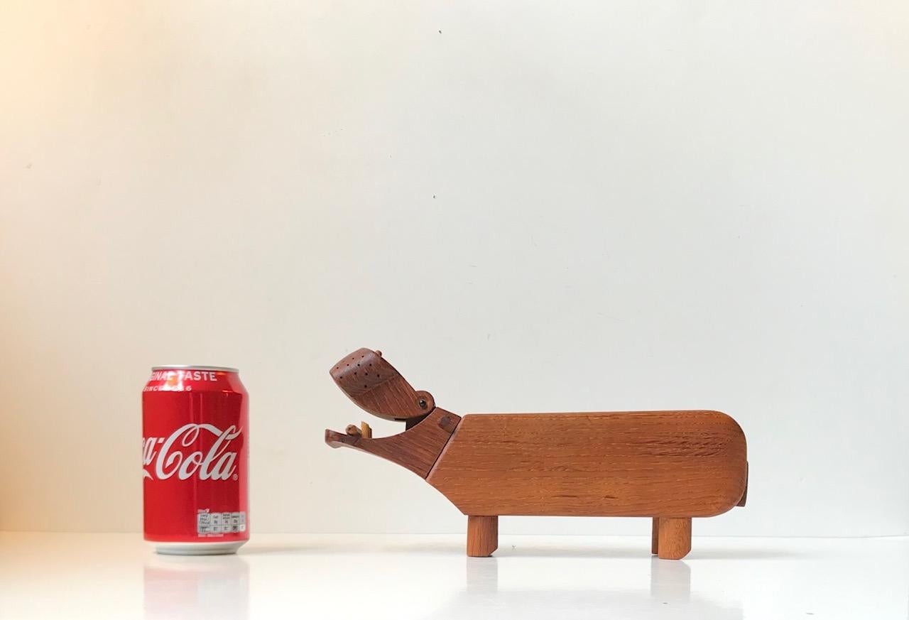 Mid-Century Modern Vintage Kay Bojesen Hippopotamus in Oak, 1950s Desk Pencil Holder and Figurine