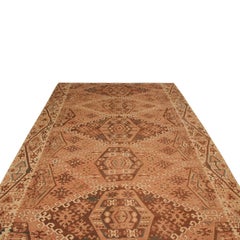 Vintage Kayseri Beige Brown and Rustic Pink Wool Kilim Rug by Rug & Kilim