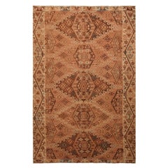 Tapis Kilim Kayseri vintage en laine beige, marron et rose rustique par Rug & Kilim