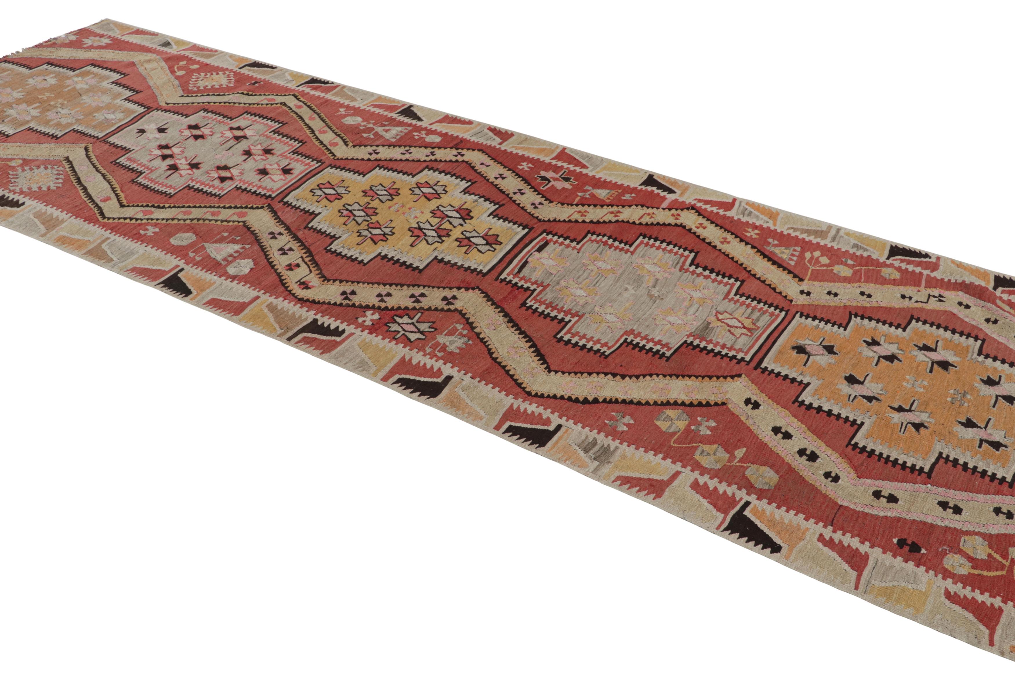 Hand-Woven Vintage Kayseri Red and Golden-Yellow Wool Kilim Rug by Rug & Kilim For Sale