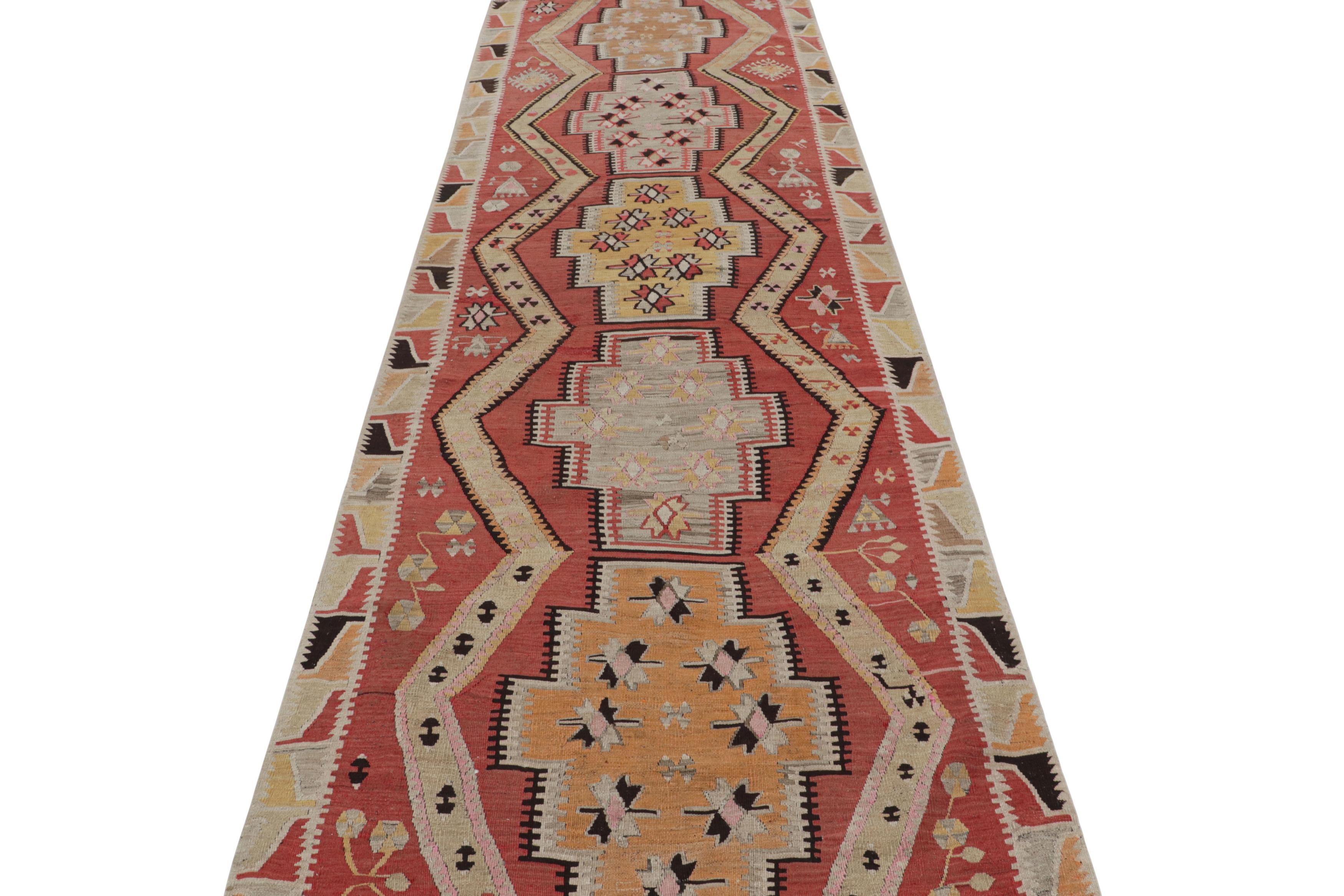 Vintage Kayseri Red and Golden-Yellow Wool Kilim Rug by Rug & Kilim In Excellent Condition For Sale In Long Island City, NY