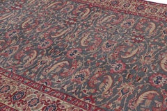Vintage Kayseri Rug in Blue with Light Red Floral Patterns - Rug & Kilim
