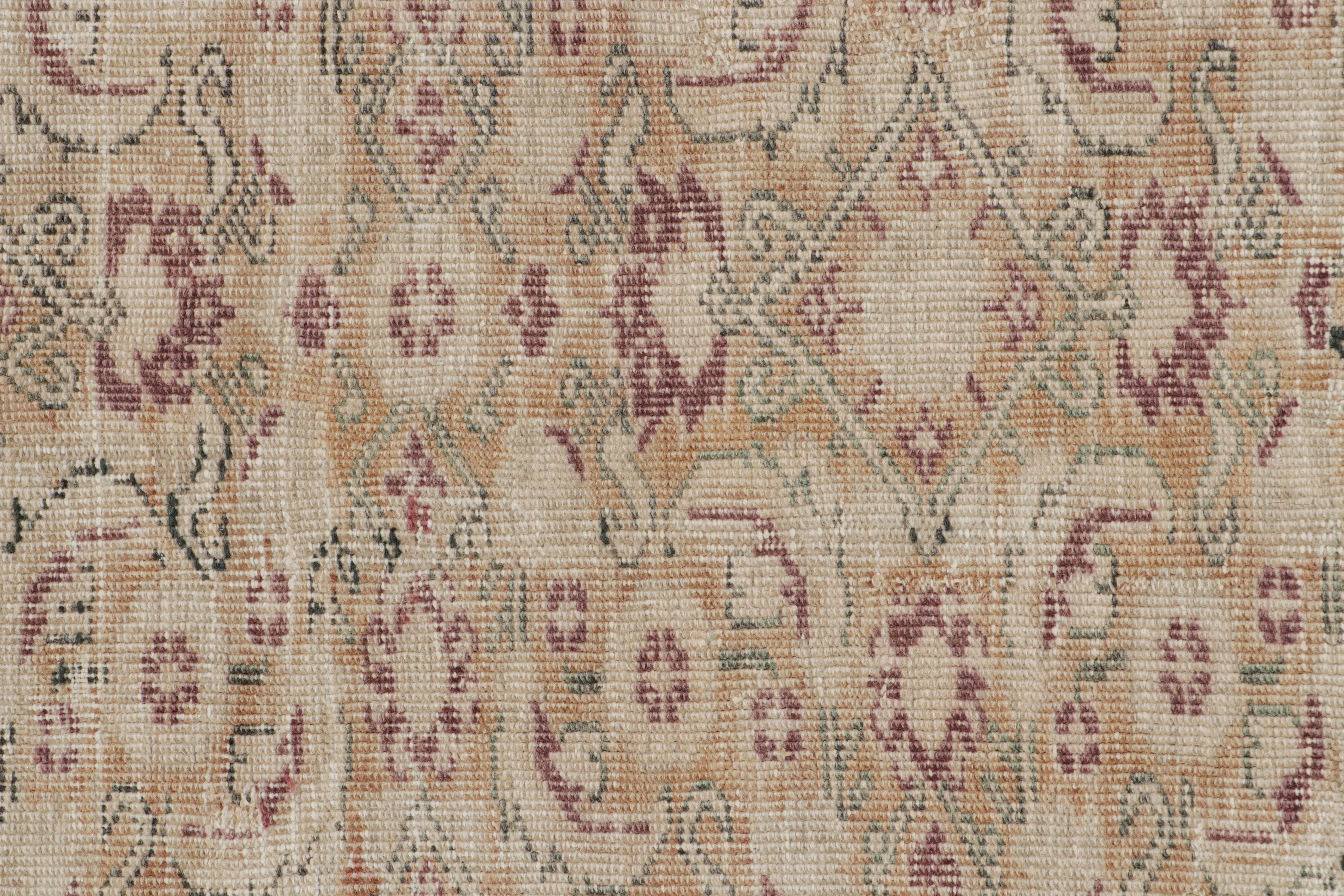 Turkish Vintage Kayseri Rug in Gold and Beige with Floral Patterns, from Rug & Kilim For Sale