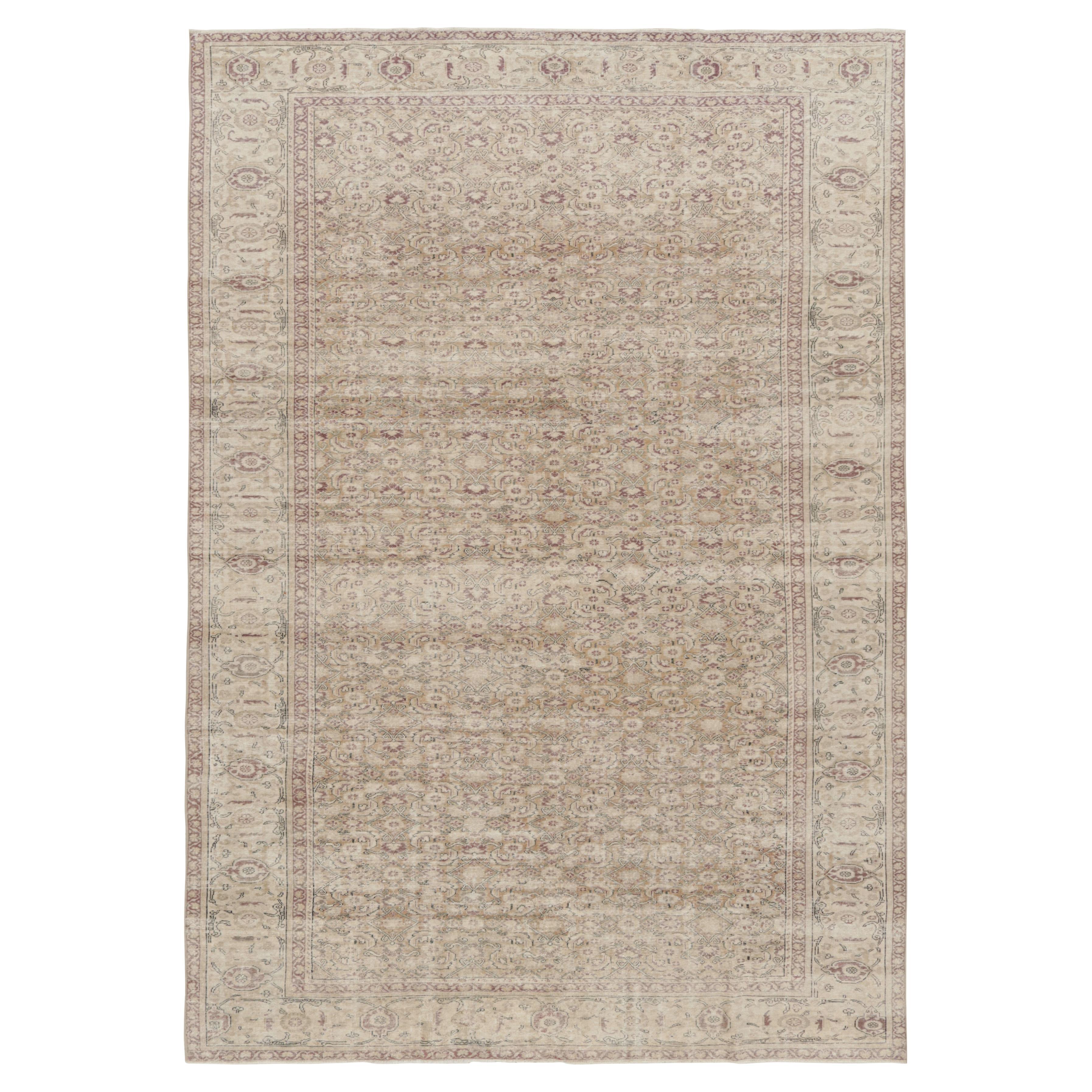 Vintage Kayseri Rug in Gold and Beige with Floral Patterns, from Rug & Kilim For Sale