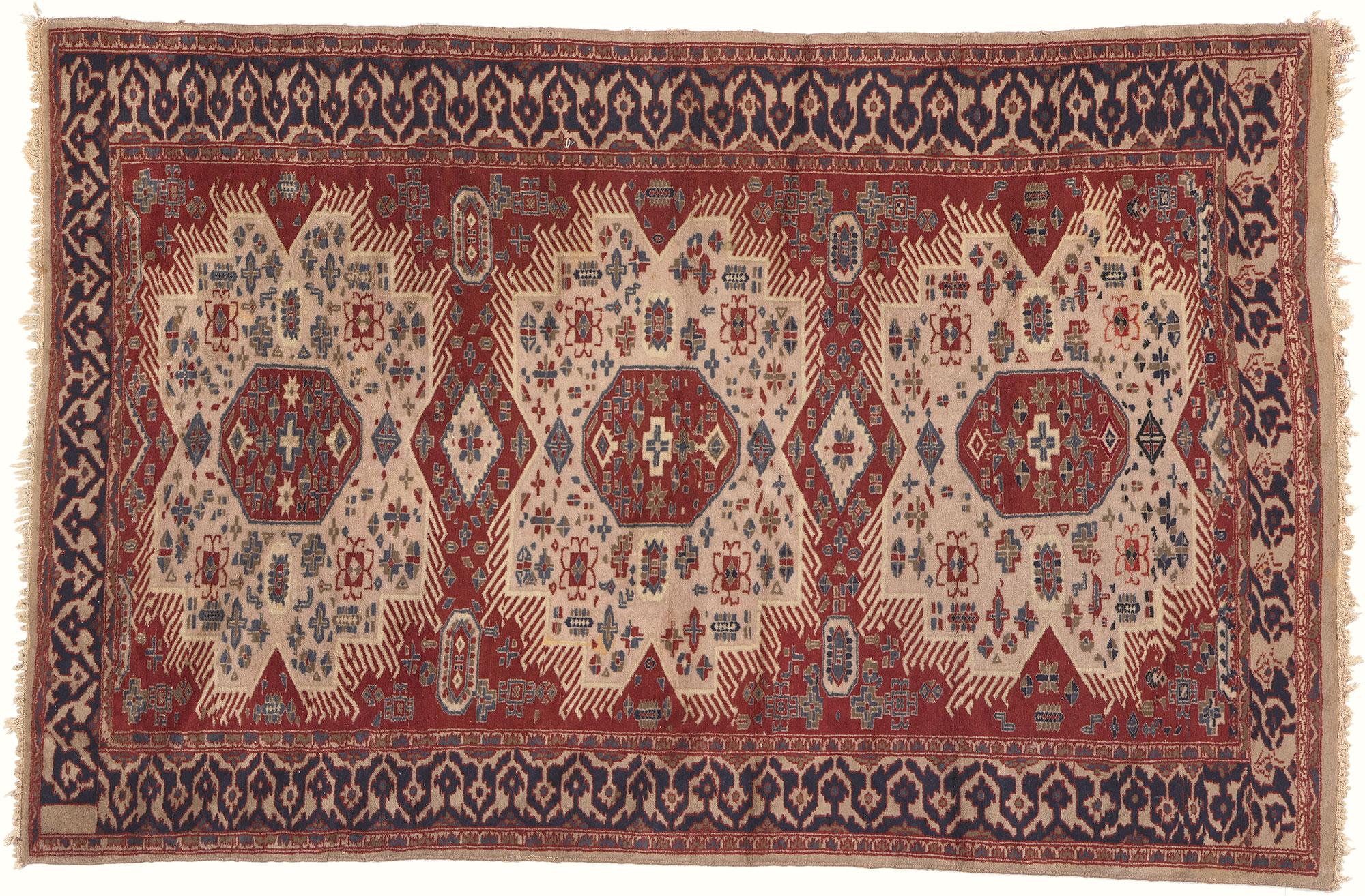 Vintage Kazak Design Tribal Rug, 04'02 x 06'04 For Sale 3