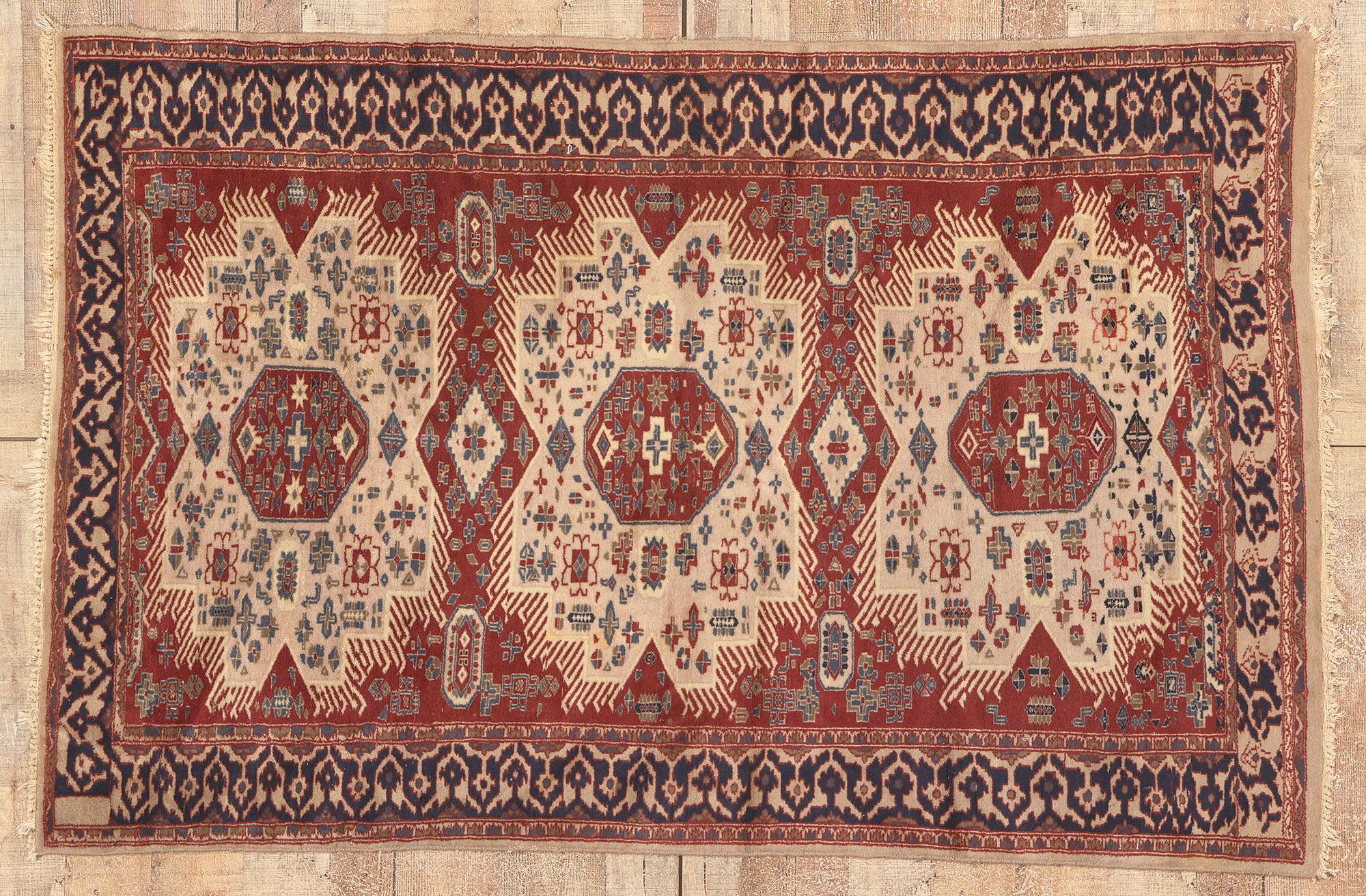 Vintage Kazak Design Tribal Rug, 04'02 x 06'04 For Sale 2