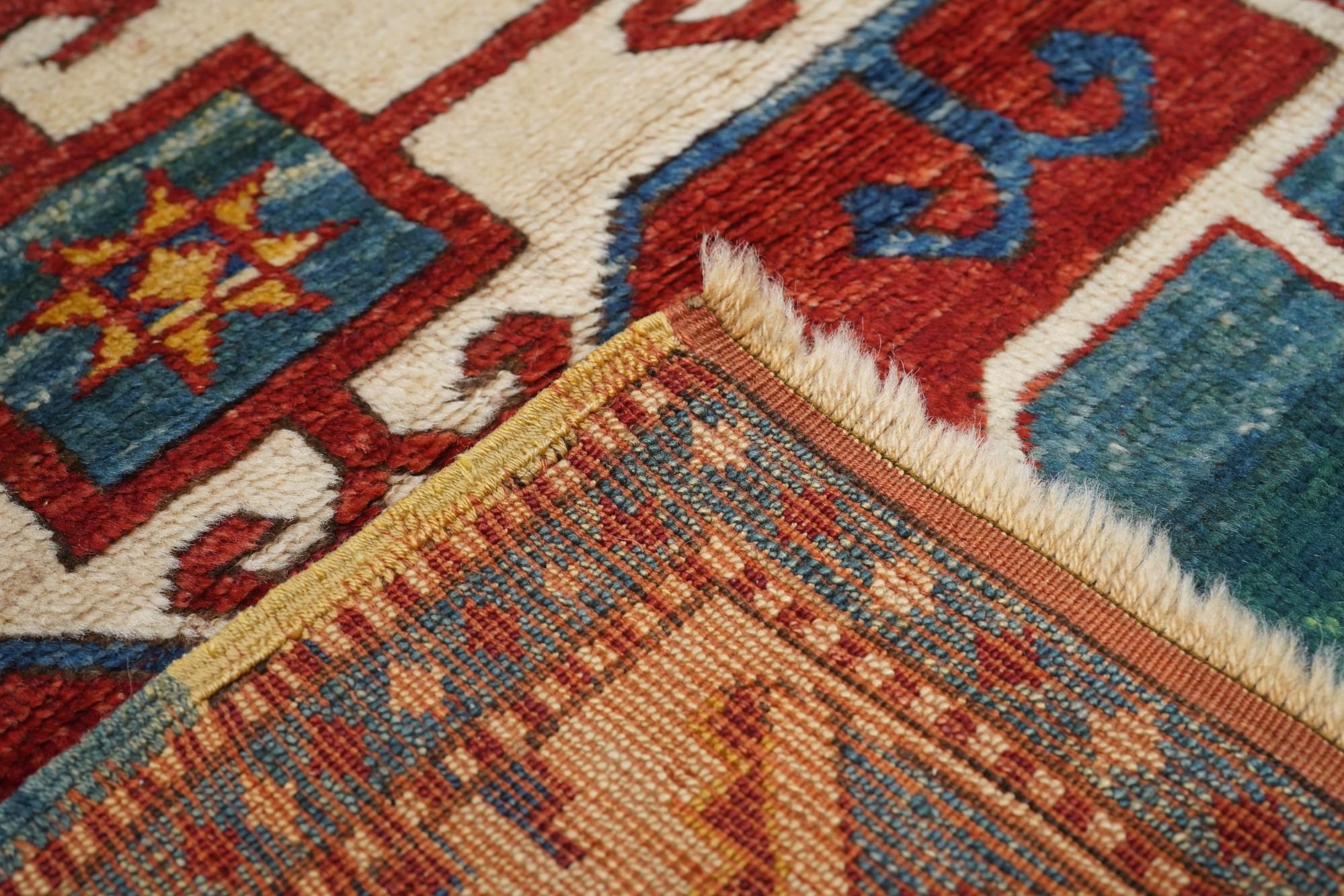 Vintage Kazak Fachralo Rug 4'0'' x 5'2'' For Sale 3