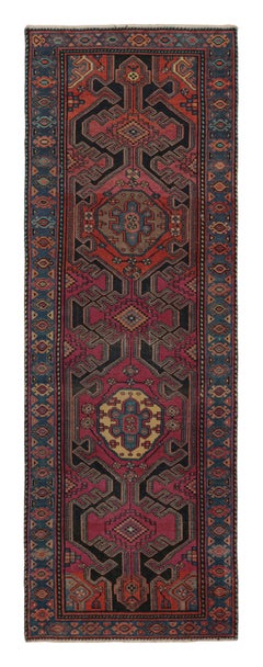 Vintage Kazak Red and Blue Wool Runner by Rug & Kilim