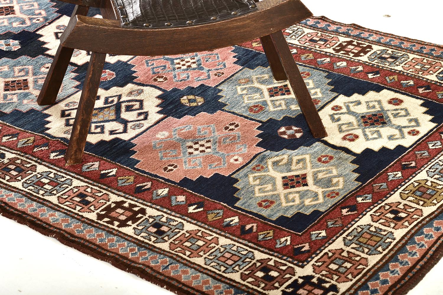 Vintage Kazak Revival Rug In Good Condition For Sale In WEST HOLLYWOOD, CA