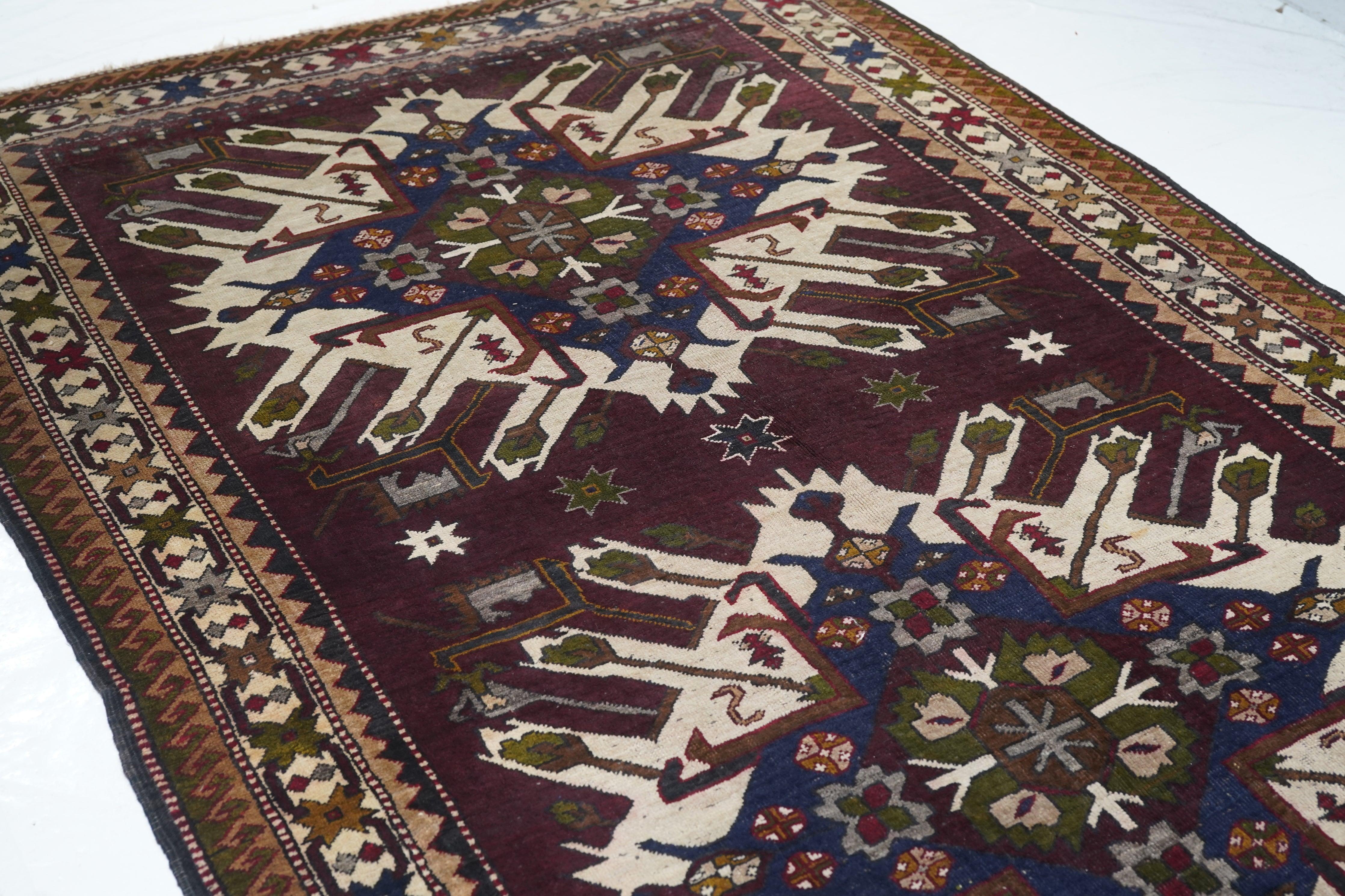 Vintage Kazak Rug 5'4'' x 8'4'' For Sale 1