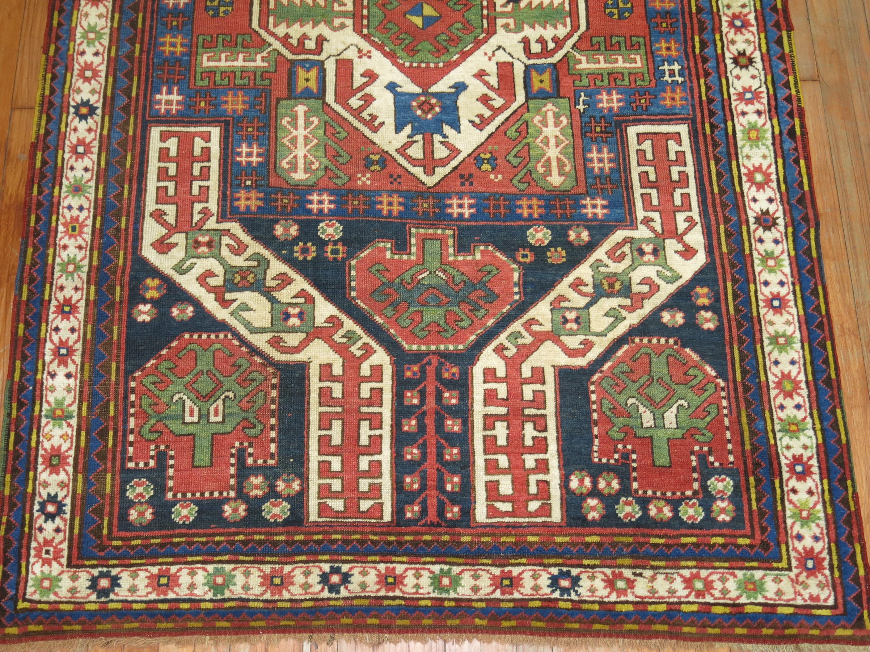 Hand-Knotted Vintage Kasim Kazak Rug