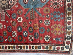 Vintage Kazak Rug With Floral Rosettes and Tribal Medallions – 5'7" X 4'2"