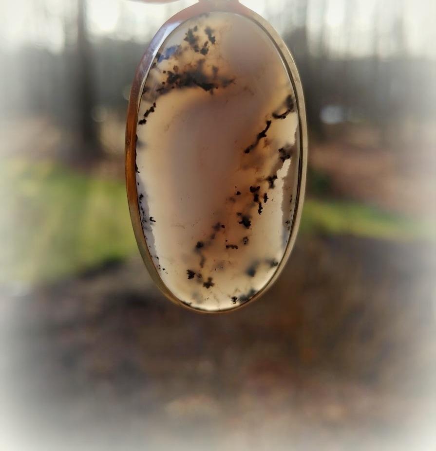 Ciondolo d'argento vintage in agata dendritica del Kazakistan in vendita 2