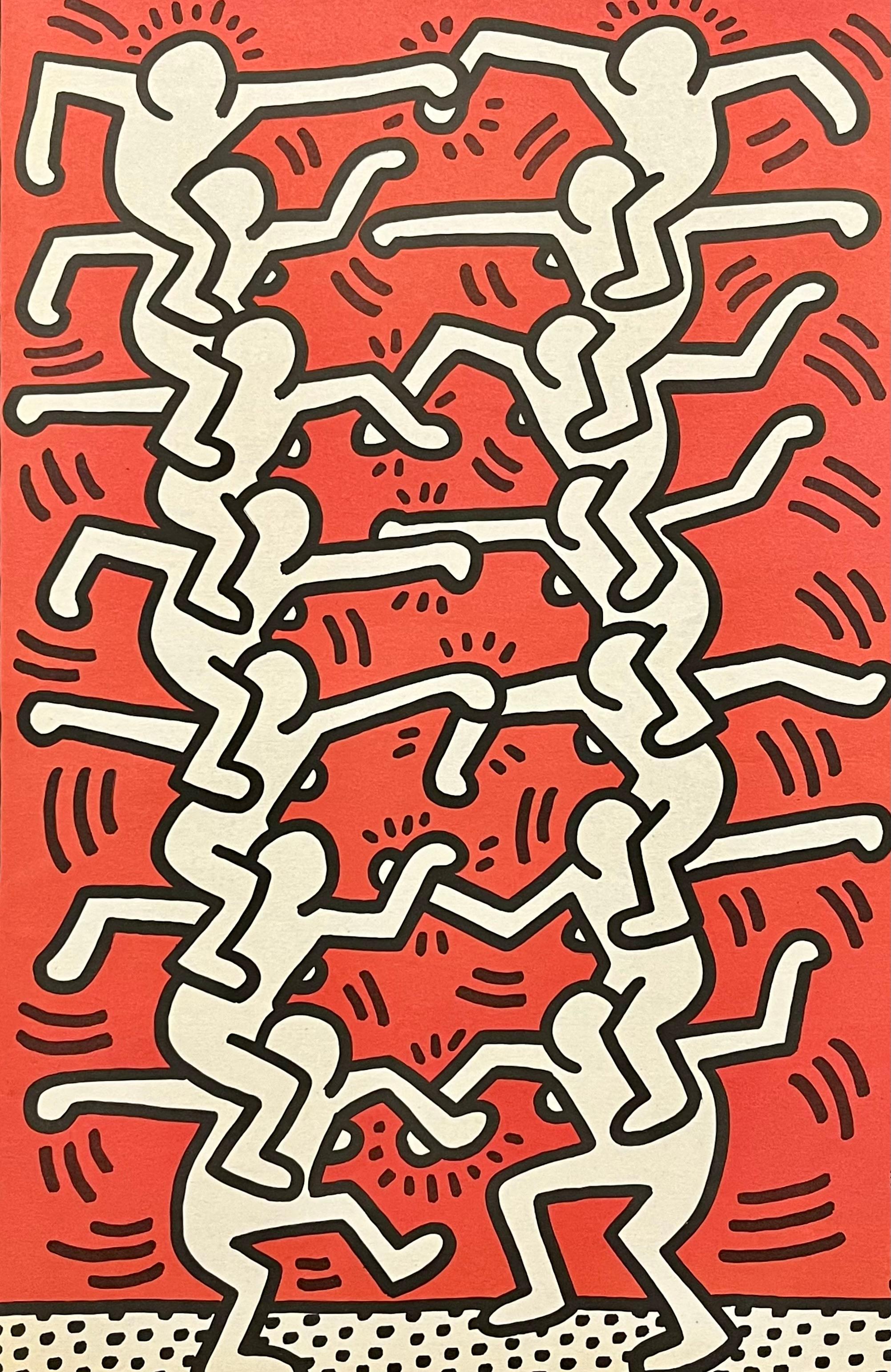 Carta Poster pubblicitario vintage di Keith Haring 1984 in vendita