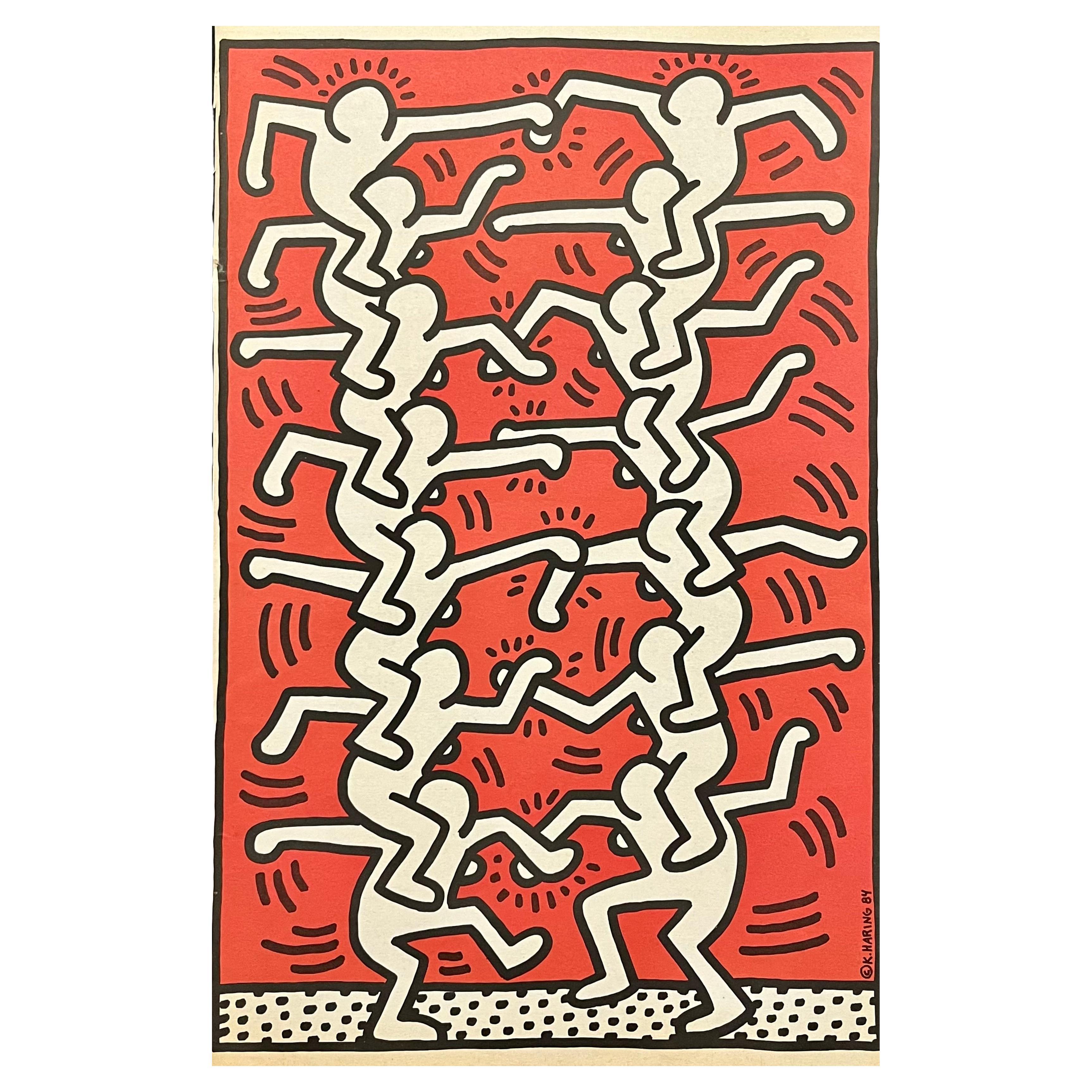 Cartel publicitario vintage de Keith Haring 1984