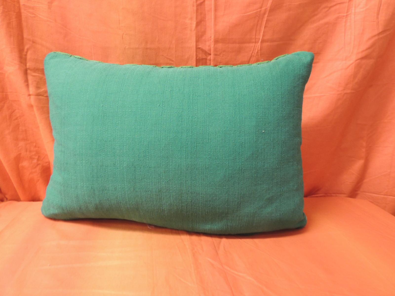 Country Vintage Kelly Green Crochet Lumbar Decorative Pillow