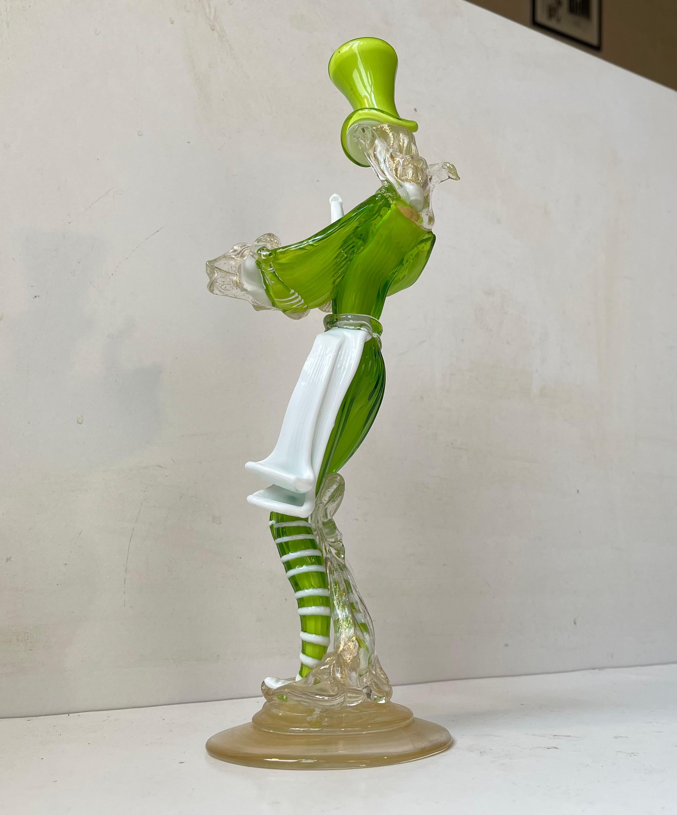 Danseuses vénitiennes en verre de Murano de couleur vert Kelly par Franco Toffolo, 1960s en vente 2