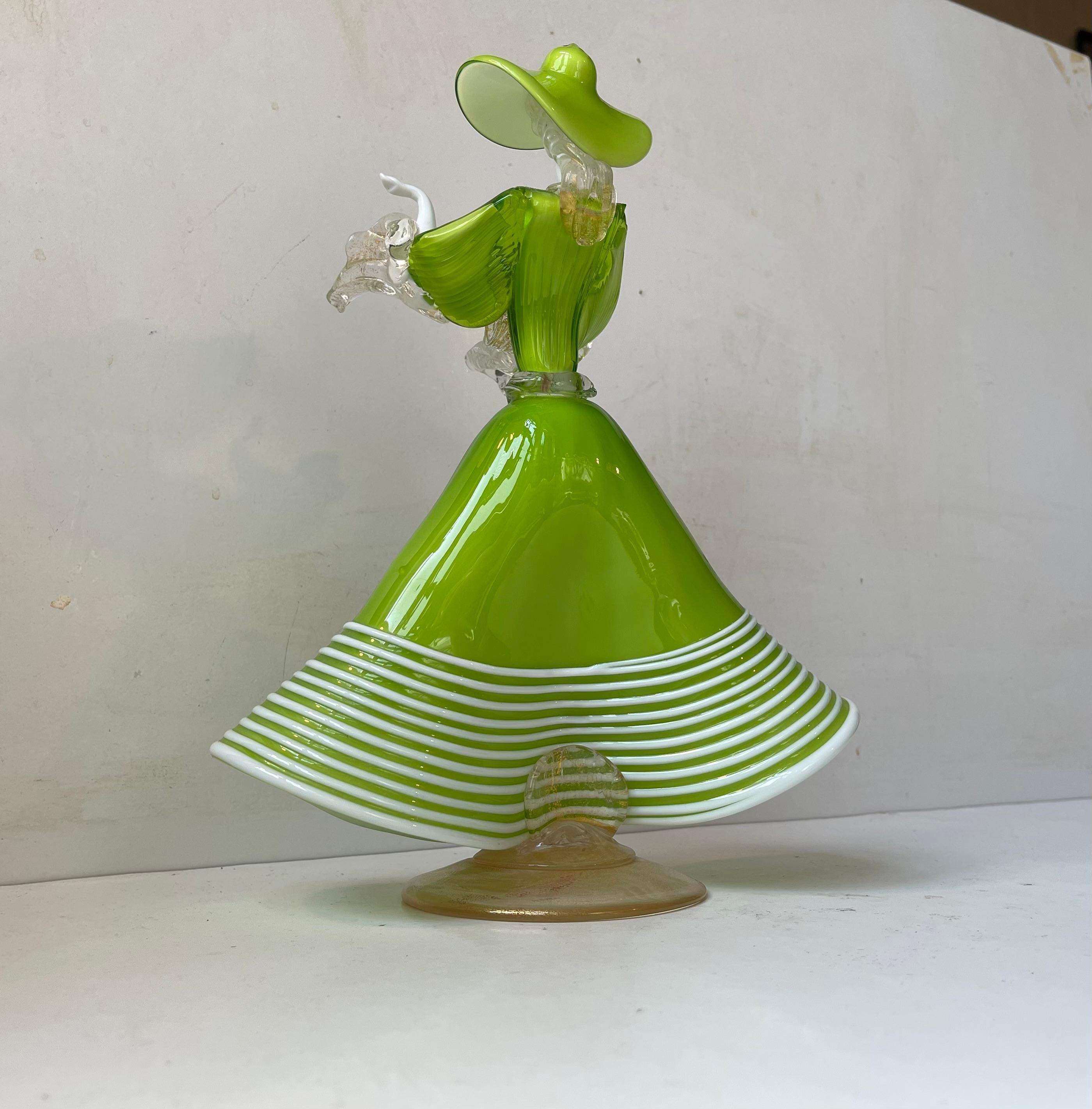 Danseuses vénitiennes en verre de Murano de couleur vert Kelly par Franco Toffolo, 1960s en vente 4