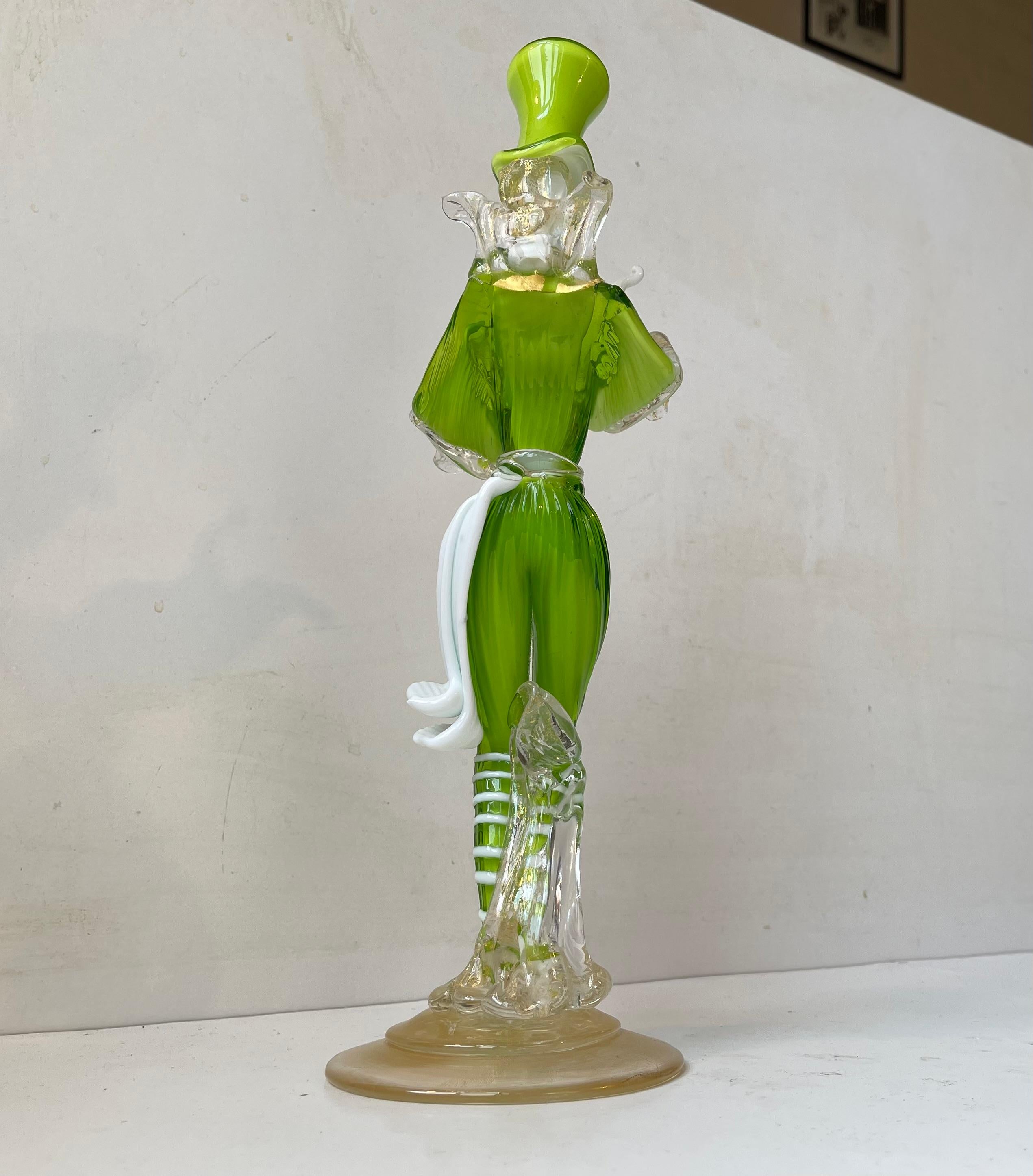 Danseuses vénitiennes en verre de Murano de couleur vert Kelly par Franco Toffolo, 1960s en vente 5