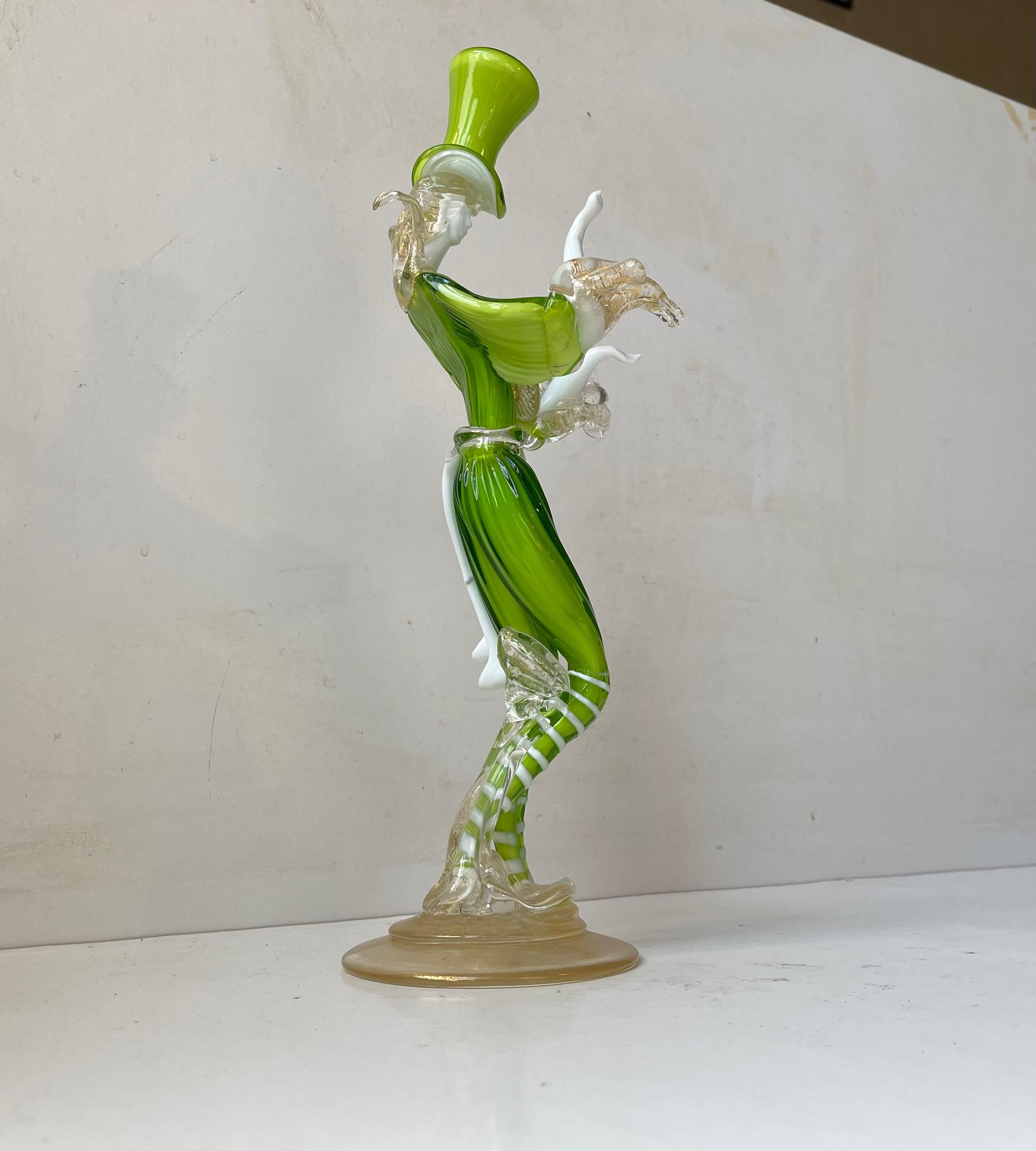 Danseuses vénitiennes en verre de Murano de couleur vert Kelly par Franco Toffolo, 1960s en vente 6