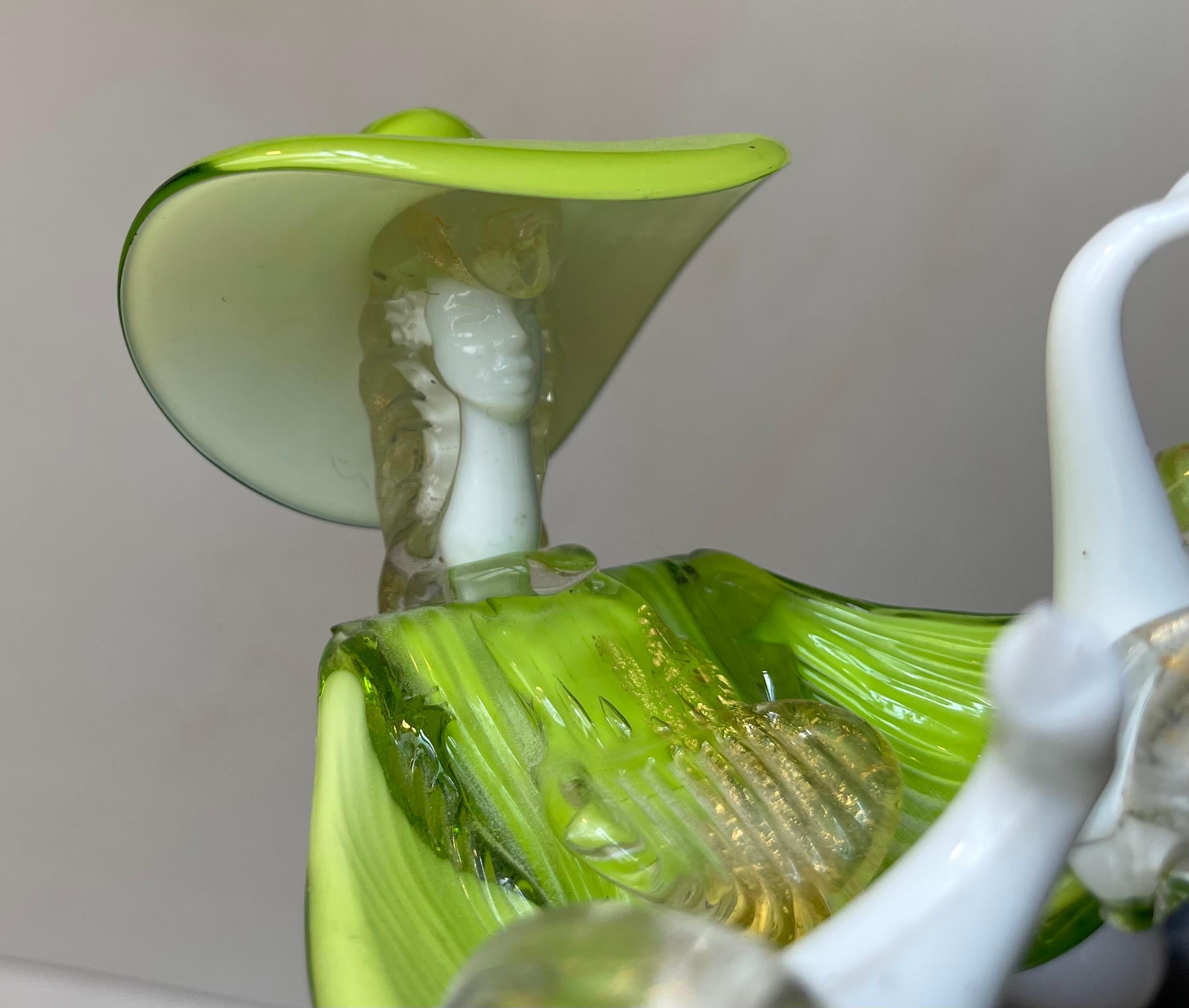 Fait main Danseuses vénitiennes en verre de Murano de couleur vert Kelly par Franco Toffolo, 1960s en vente