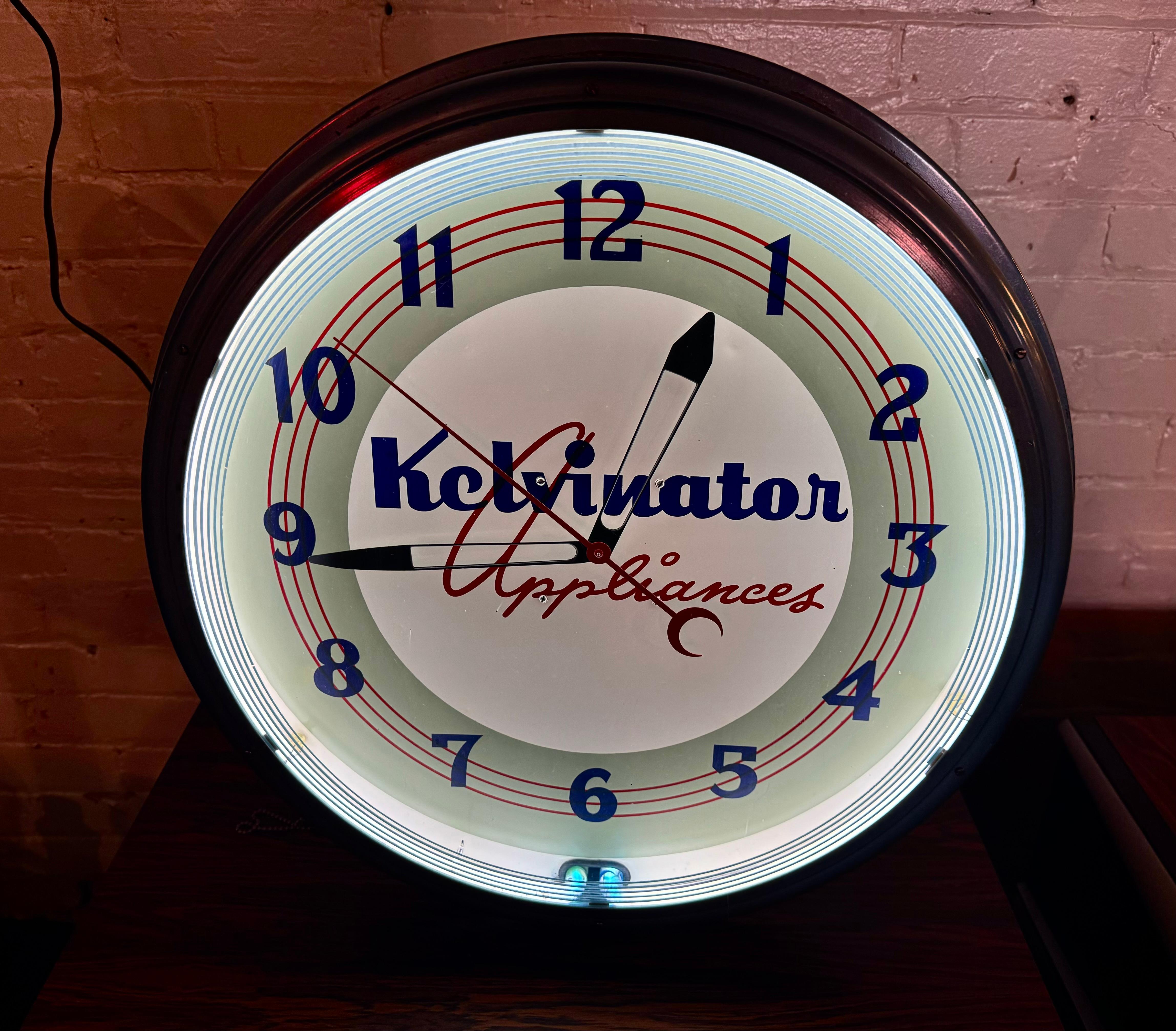 Vintage Kelvinator Electrodomésticos Lackner Neon Publicidad Reloj Estadounidense