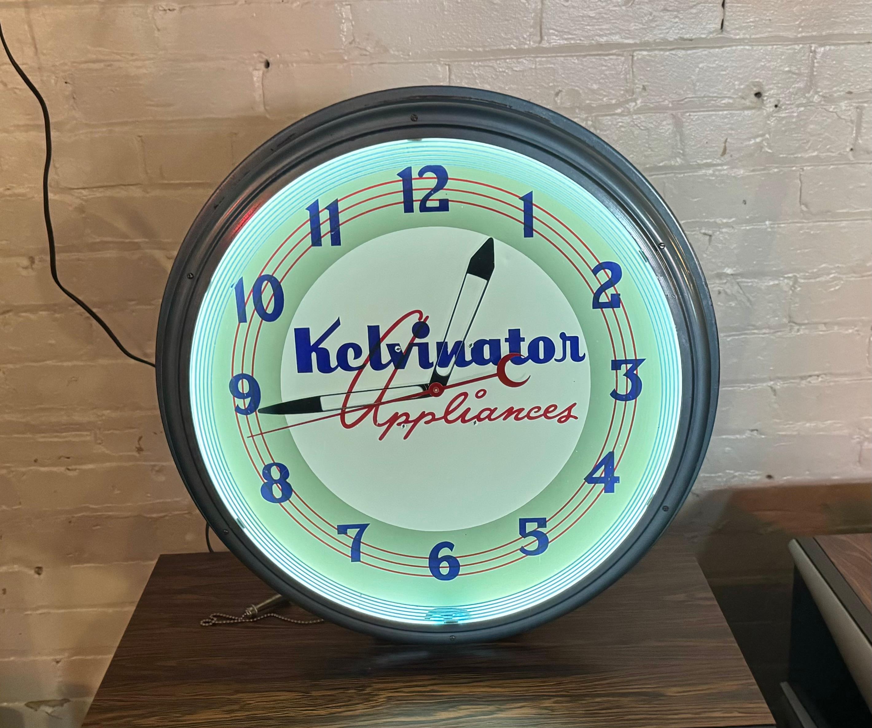 Vintage Kelvinator Electrodomésticos Lackner Neon Publicidad Reloj Pintado