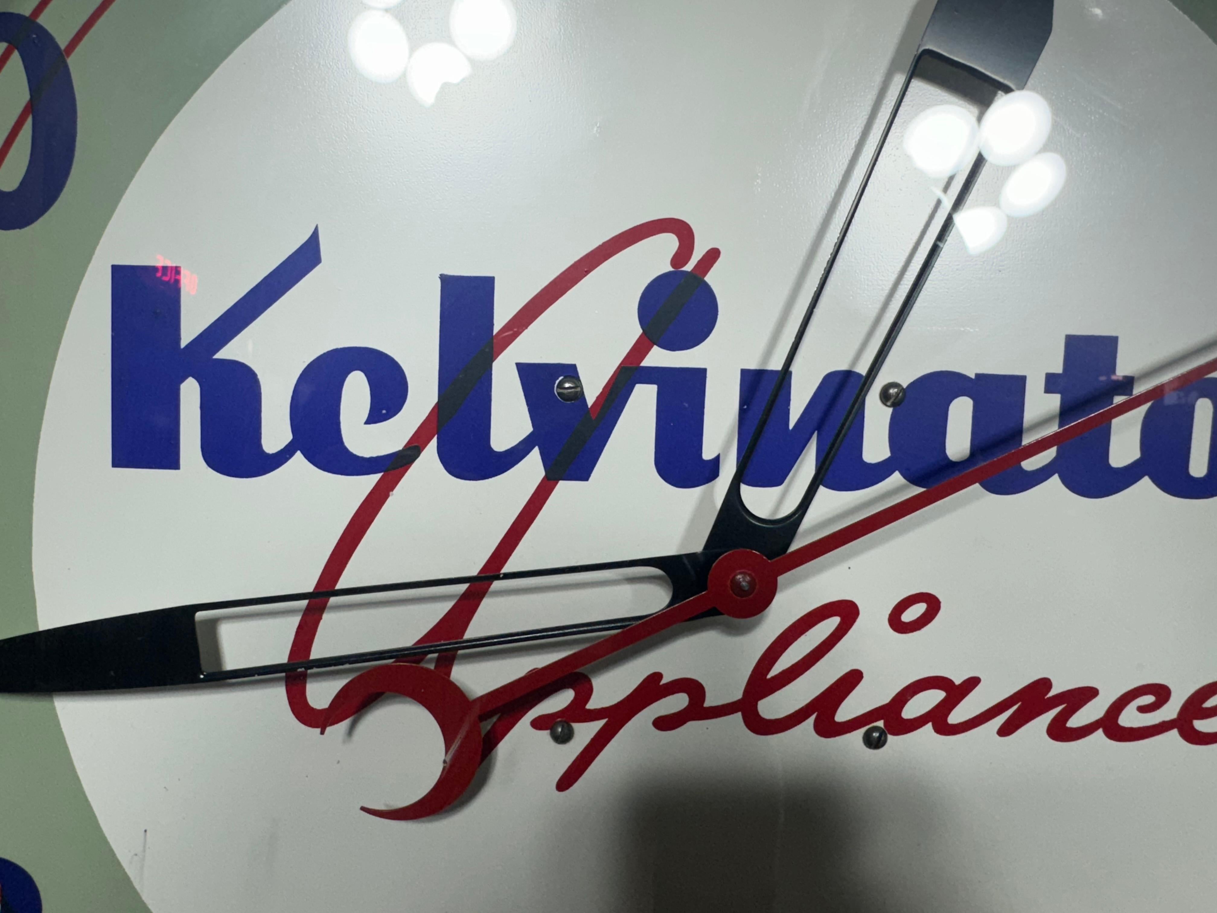 Vintage Kelvinator Electrodomésticos Lackner Neon Publicidad Reloj mediados del siglo XX