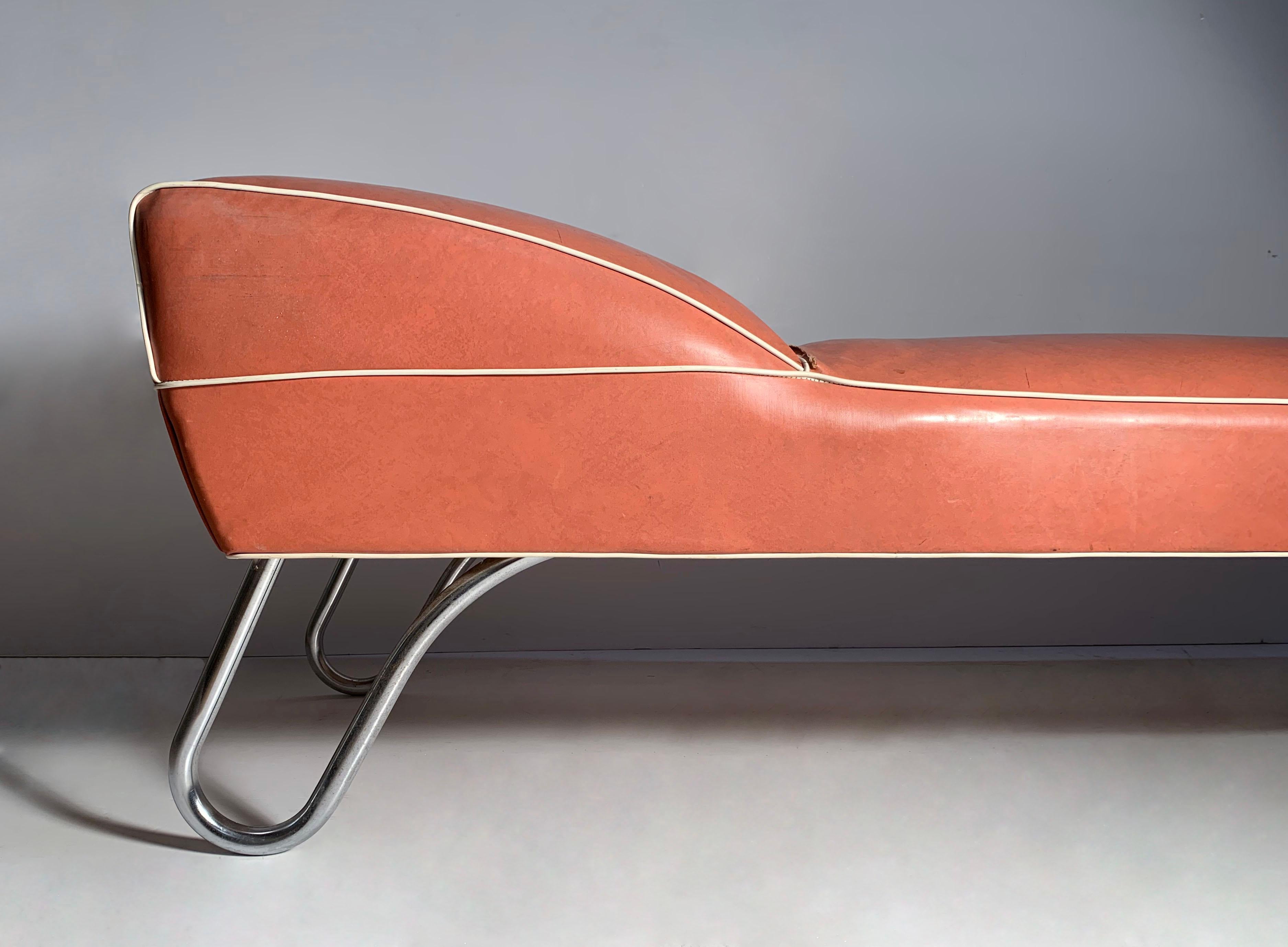 Art Deco Vintage Kem Weber Deco Chrome Chaise Lounge for Lloyd For Sale