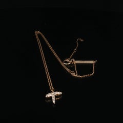Vintage Kendra Scott 14K Yellow Gold Diamond Letter T Initial Necklace 17.5"