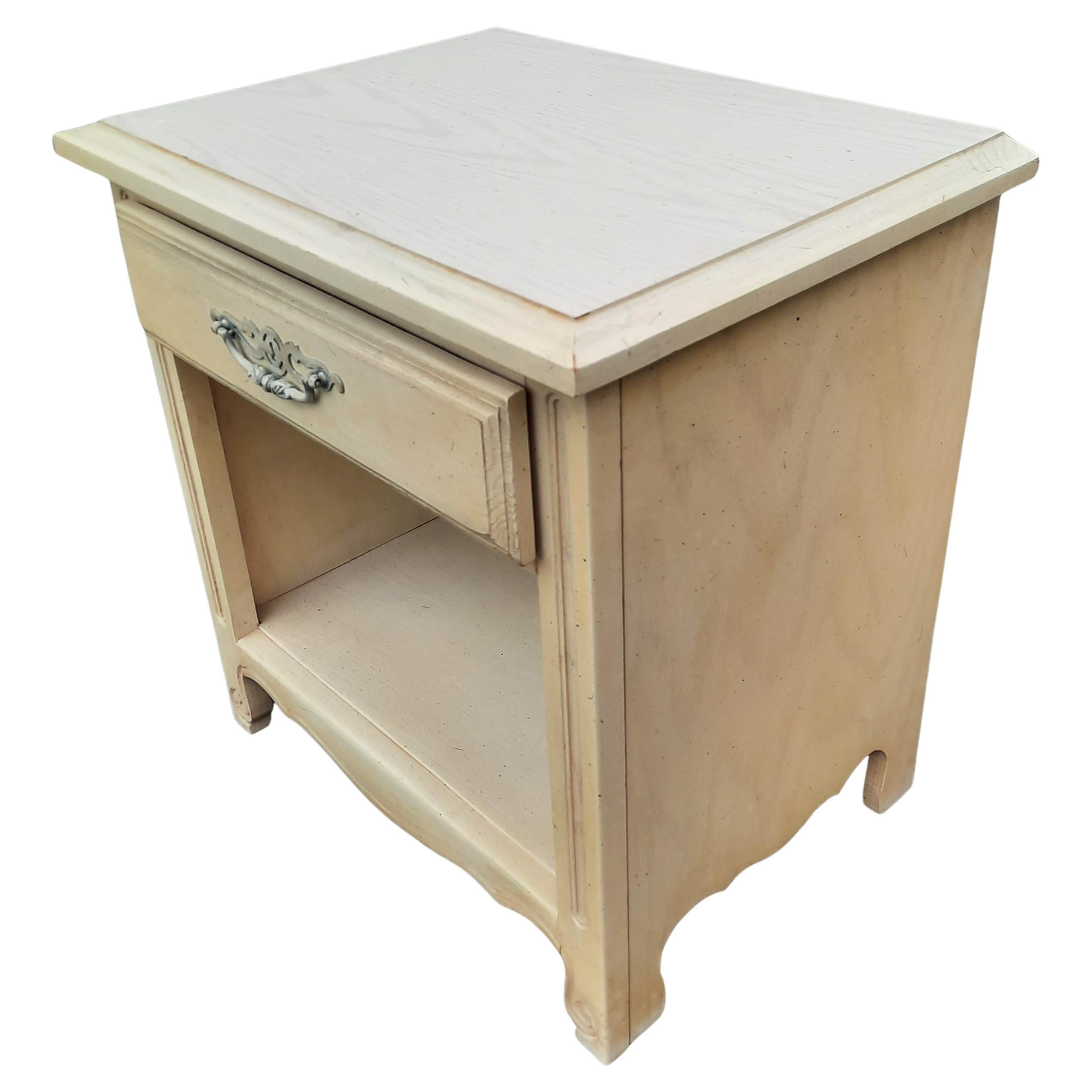 American Vintage Kenlea Crafts Solid Oak French Provincial Bedside Tables, a Pair For Sale