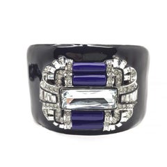 Vintage Kenneth Jay Lane Art Deco Style Faux Lapis Onyx Crystal Suite