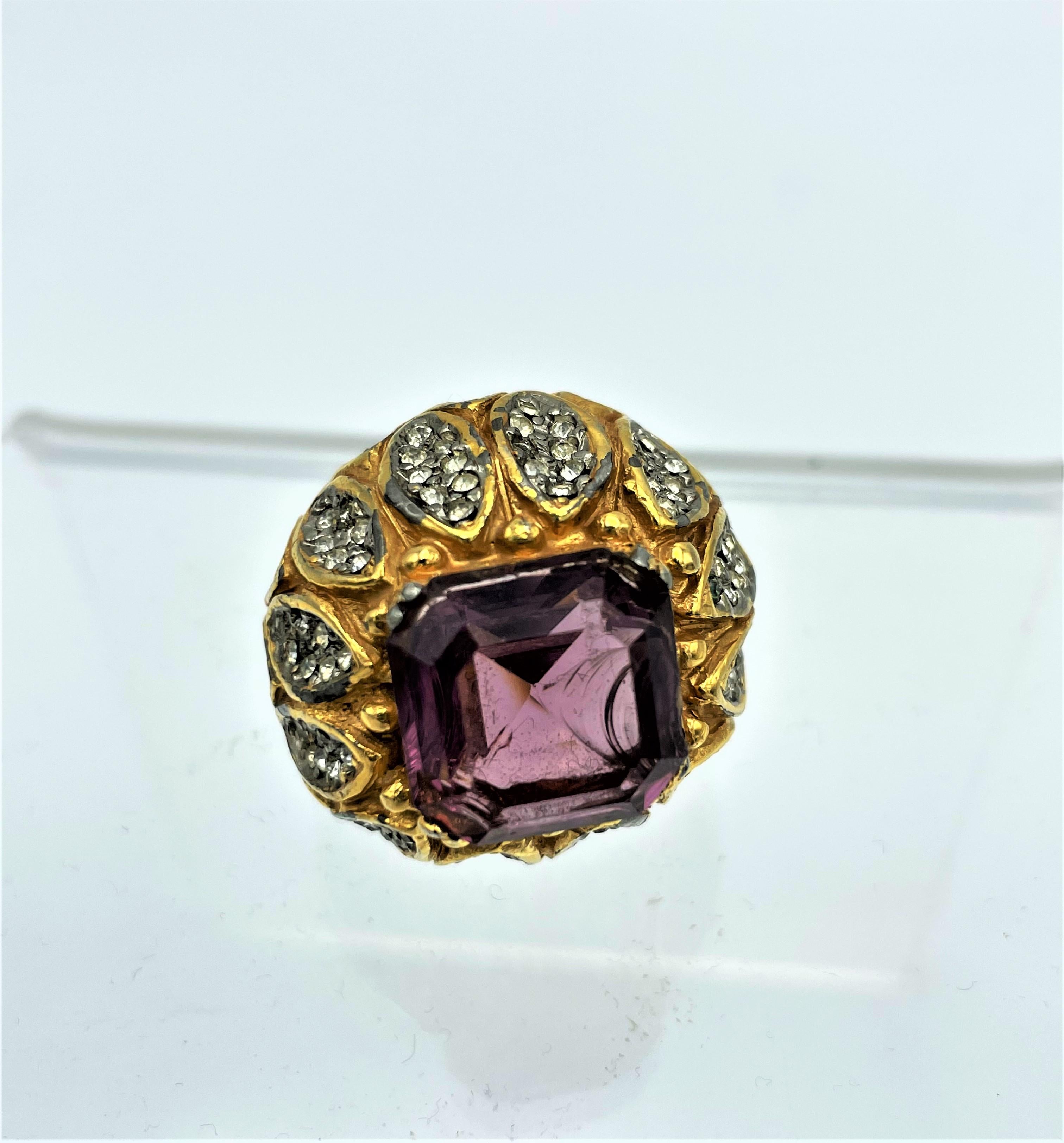 Vintage Kenneth Jay Lane Cocktail Ring USA 1960/70s USA size 5.2 In Good Condition For Sale In Stuttgart, DE
