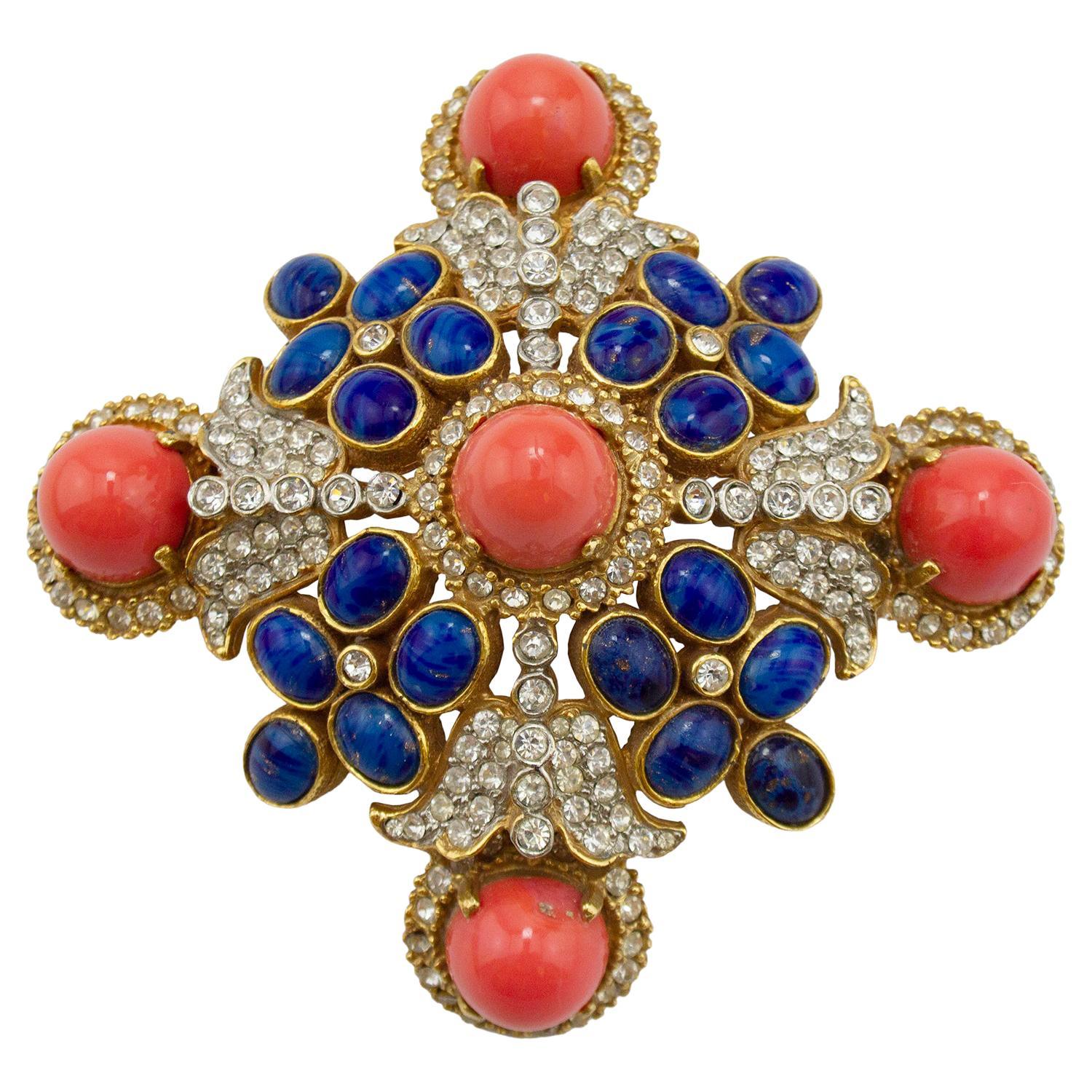 Vintage Kenneth Jay Lane Cross Style Pin For Sale