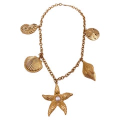 Vintage Kenneth Jay Lane for Avon Gold Shell and Starfish Necklace