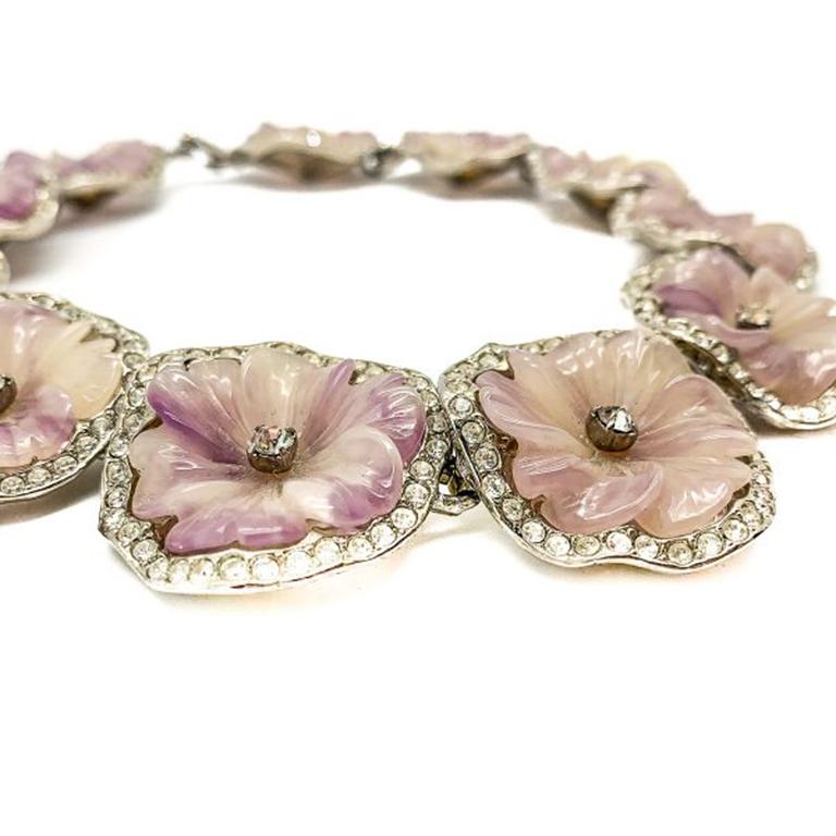 Kenneth Jay Lane Kjl col pansy lilas vintage des années 1980 Bon état - En vente à Wilmslow, GB