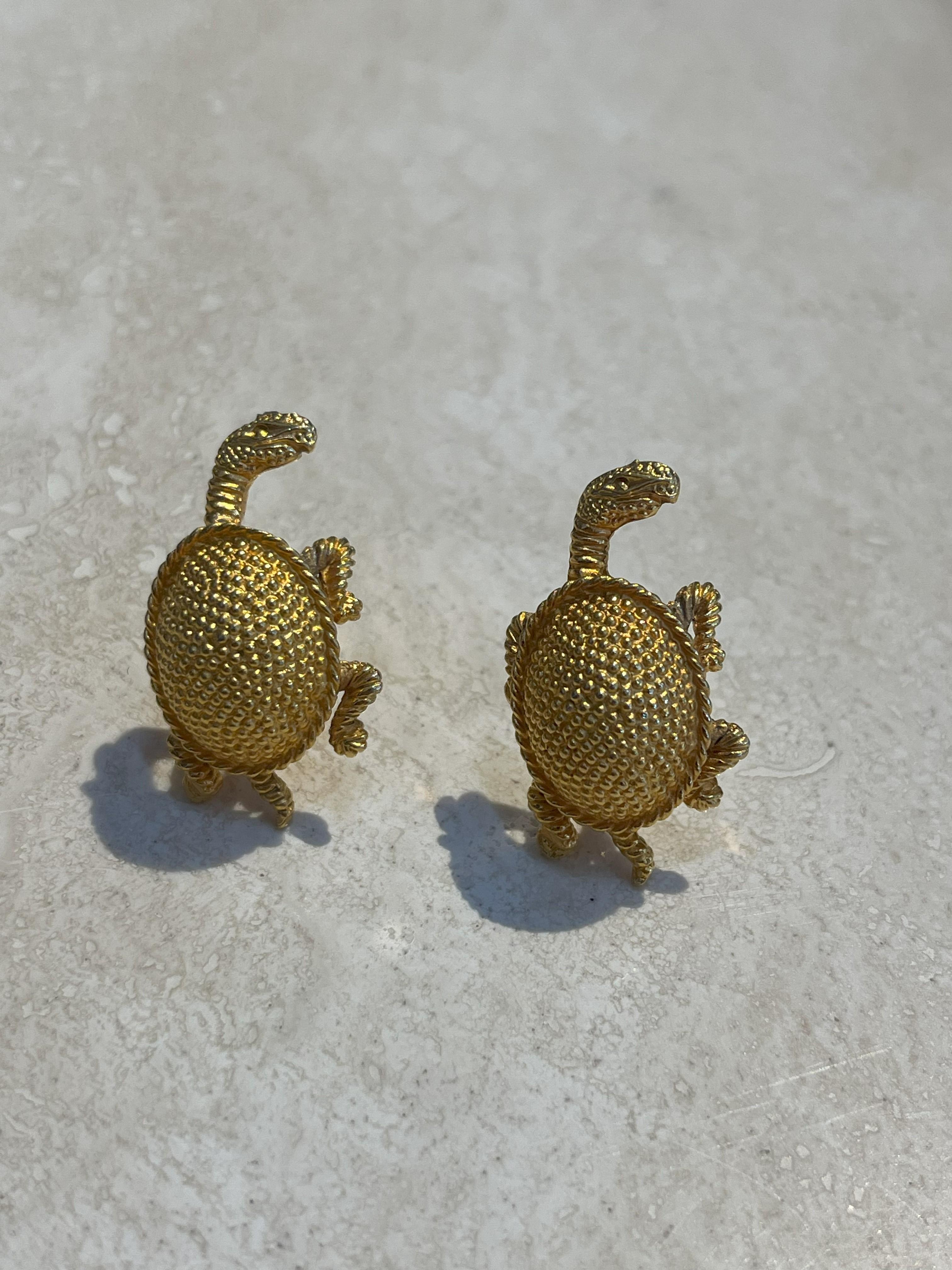 Vintage Kenneth Jay Lane Turtle Cuff Links For Sale 2