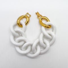 Vintage Kenneth Jay Lane White Link Bracelet 1990s