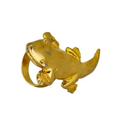 Vintage KENNETH LANE matte gold alligator designer runway ring