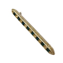 Vintage KENNETH LANE silver sapphire blue bar brooch