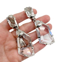 Vintage Kenneth Lane Statement Crystal Geo Earrings 1980s